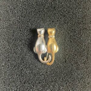 Anne Klein Gold And Silver Toned Kitten Cat Pin Brooch
